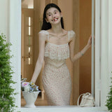 2026 Summer Wearing French Lace Splicing Broken Flowers Hanging Dress Seaside Holiday Style Dress