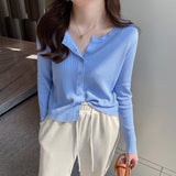 Ice Silk Knitted Cardigan Women's Thin Summer Sling Skirt Hoodie Sunscreen Knitwear Coat Air-Conditioning Shirt Top