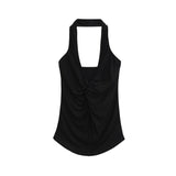 Spice Girls V Collar Kinesith Hanging Neck Small Vest Women Summer Pure Desire Design Feeling Waist Temperament Bare Back Slings