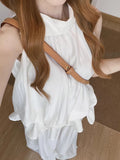 Very Simple Wind Shallow Apricots Waist T-Bstite Top Suit Summer Women's Beautiful Temperament Casual Sweet Two-Piece Set