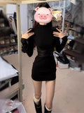 French Black High-Collar Bottom With A Dress Dress Woman 2025 Autumn And Winter Temperament Slim Pocket-Butty Skirt