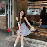 College Wind Collar Sleeveless Waist Thin Dress Women Summer Short Temperament Vest A Skirt