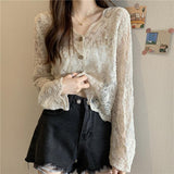 Spring And Autumn 2025 With Sling Skirt Outside The Lace Cardigan Shirt Thin Casual Sunscreen Coat Women Fashion