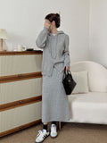 Casual Sports Set Women's Autumn/Winter 2025 New Hoodie Knitwear Knitwear Jacket + Two-Piece Skirt