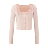 Pure Sexy Lace Side Two Sets Of Long-Sleeved T-Shirt Women's Autumn New Unique Beauty Short Dress