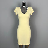 8 Color Optional] V-Neck U-Neck Short-Sleeved Dress Tight Body Thin-Handed-Butled To Show Body Pure Desire Short Skirt