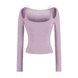Sexy Hottie Word Open Shoulder Long-Sleeved T-Shirt Girl Autumn New Pure Style Slimming Bottom Top Woman