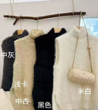 Futender Sweater Vest Women Early Autumn New Lazy Wind Lax Feeling High-Neck Imitation Sable Loose Sleeveless Top