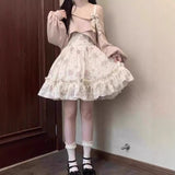Lolita Dress Autumn And Winter New College Slams Hanging Skirt Sweet Open Shoulder Ponum Cake Skirt Girl