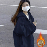 Ins Super Fire Jacket Women Autumn And Winter Oversize Hooded Thin Coat Korean Version Of The Loose Lazy Shirt Top