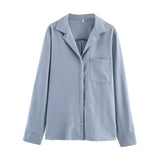 Spring New Pure-Color Pocket-Decorated Casual Shirt 5344010