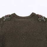 Spring New Beads Round-Neck Knitted Shirt Jacket 3920090