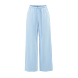 Korean Lazy Sleet Rope Wide Leg Sweatpants Women Summer Comfortable Tight Waist Hanging Feeling Casual Straight Pants