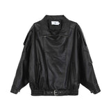 Fashion Locomotive Leather Coat Women's Autumn 2025 New Loose Retro Leather Jacket Ocean