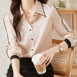 Spring Dress 2025 New Temperament Chic Coat Chiffon Shirt Lady High-End Beautiful Small Shirt Lady