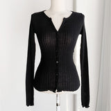 Korean V-Neck Button Knitted Cardigan Long Sleeves Pink Wood Ear Casual Temperament Coat Autumn Coat Dress Girl Body