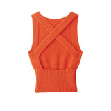BSK&TRAF Women's 2026 Summer New Fashion Spice Girls Cross-Knitted Sleeveless Blouse 5802007