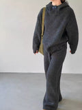 Korean Hooded Knitted Suit Women's Autumn And Winter New Lazy Wind Loose Long-Sleeved Knitted Jersey Broad Leg Trousers Two Sets