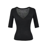 Pure Lust Wind Sexy V-Neck Slim Thin Five-Sleeved Knitted Shirt Girls Summer Solid Color Repair Inside The Bottom Top
