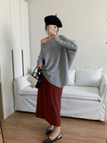 Korean Version Of The Design Sense Of Irregular Bat Sleeve Knit Shirt Girls Autumn Winter New Loose Thin Lazy Jacket Sweater