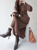 Autumn And Winter French Retro Knitted Dress Female New Fashion Temperament To Show Thin Long Bottom Sweater Skirt