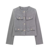 Autumn New Clip Round Collar Short Jacket 3046278