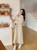 Qaqi Waistcoat Long Dress Fashion Set Spring And Autumn Women 2026 New Korean Version Of Thin Super-Looking Jacket Two Sets