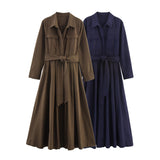 Autumn New Series Of Mandectural Shirt-Style Belt Dress 8622654