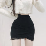 South Korea East Gate Lace Skirt Girl Cross Hem Sexy Bag-Butty Hips Tight Body Slim Figure Ins