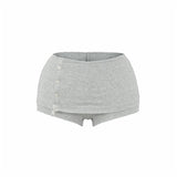 Pure-Style Sexy Hottie Set Spring Warehouse Round Collar Buckle Long-Sleeved T-Shirt Low-Waisted Hip Shorts Skirt Girl