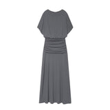 New Simple Solid Color Bran Folding Dress 1334940
