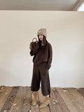 Lazy Fashion Knitted Suit Women's Autumn And Winter New Loose Thin V-Neck Blouse Casual Trousers Set
