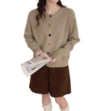 Japan And South Korea Lazy Wind-Collared Sweater Women's Autumn And Winter New Sweet Color Love Buckle Fashion Knitted Shirt Coat Thick