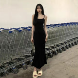 Black Hanging Dress Women's Summer Bottom Skirt Tight-Buff Dress In The Long Fishtail Small Mother Dress