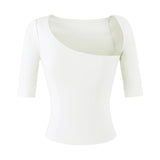 Pure Sleeve T-Shirt Girl Summer Chic Design Sense Slimming Shirt Hottie Elastic Small Top