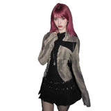 Cross-Repair Hottie Long-Sleeved T-Shirt Women's Spring And Autumn Fried Street Clothes Retro Niche