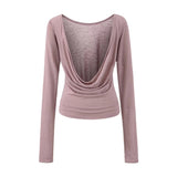 Pure Hot Girl Hanging Neck With Chest Cushion Small Vest Temperament Outside Swing Long Sleeve Hood T-Shirt Hottie Two Sets Of Women