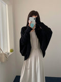 Early Autumn Korean Wears 2026 New Loose Lazy Wind Relaxation Bat Sleeve Knitted Sweater Shawl Jacket