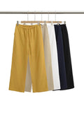 Flax Permeable Wide Leg Pants Women's Summer New Comfortable Straight Straight Solid Color Narrow Waist Rope Casual Pants