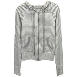 Spring And Autumn Stripes Pure Want To Repair The Slim Zipper Hooded Jacket T-Shirt Women + Elastic High-Waisted Sports Slacks