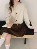 National Style Design Buckle Round Collar Knitted Jersey Women's Spring And Autumn New Fashion Loose Leisure Sweater