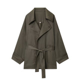 Autumn New Belt Escape Coat 613624473 Folding Trousers 613624573