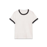 Spring New Simple Flower With Simple Flower Collar Collar Short T-Shirt 5644863