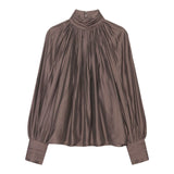 Autumn New Dredted Loose-Fitting Long-Sleeved Shirt Top 1297202