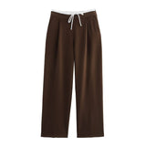 BSK&TRAF Women's Clothing 2025 Summer New Casual Simple Double-Layer Waist Wide Leg Pants 1608225