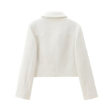 Clip Long Sleeve Symmetrical Pocket Flower Coat 7702407 Blended Thick And Texture Short Skirt 77044068