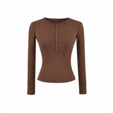 Pure-Style Sexy Hottie Set Spring Warehouse Round Collar Buckle Long-Sleeved T-Shirt Low-Waisted Hip Shorts Skirt Girl