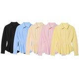 Spring New Temperament Design Collar Folding Folding Tidling Shirt 260016
