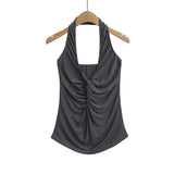 Spice Girls V Collar Kinesith Hanging Neck Small Vest Women Summer Pure Desire Design Feeling Waist Temperament Bare Back Slings