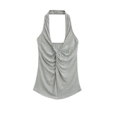 Spice Girls V Collar Kinesith Hanging Neck Small Vest Women Summer Pure Desire Design Feeling Waist Temperament Bare Back Slings